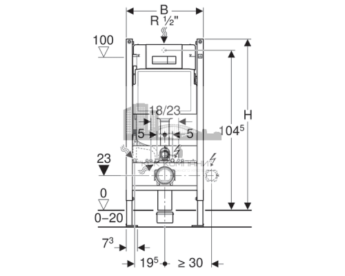 Инсталляция для подвесного унитаза  Duofix 458.125.11.1, 4 в 1 с кнопкой смыва