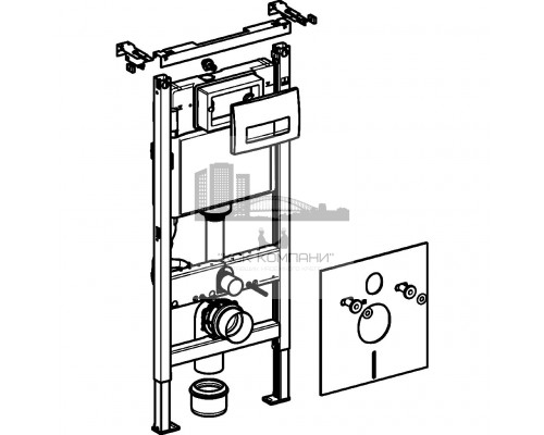Инсталляция для подвесного унитаза  Duofix 458.128.21.1, со смывным бачком скрытого монтажа Delta