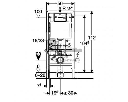Инсталляция для подвесного унитаза  Duofix 458.128.21.1, со смывным бачком скрытого монтажа Delta