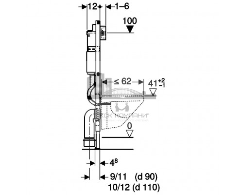 Инсталляция для подвесного унитаза  Duofix 458.128.21.1, со смывным бачком скрытого монтажа Delta