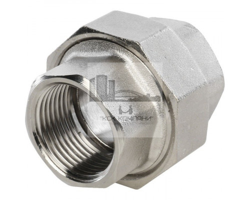 Разъемное соединение внутренняя / внутренняя 1 (американка) с конусным присоединением, никелированное