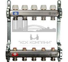 Коллектор из нержавеющей стали без расходомеров на 5 контуров SMS 0922 000005 