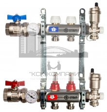 Коллектор из нержавеющей стали с расходомерами на 2 контура SMS 0917 000002 