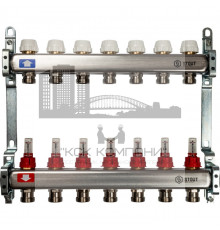 Коллектор из нержавеющей стали с расходомерами на 7 контуров SMS 0917 000007 
