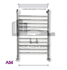 Полотенцесушитель водяной ЭРАТО А34 ВП 800x600, с верхней полкой (Erato)
