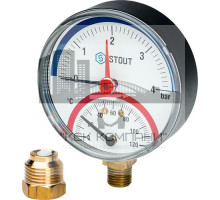 Термоманометр радиальный 80 мм 4 бар 