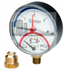 Термоманометр радиальный 80 мм 4 бар 
