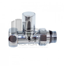 Вентиль запорный прямой круглый для полотенцесушителя 1" ВР × 1/2" НР американка