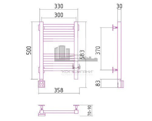 Электрический полотенцесушитель Сунержа Модус 500x300 L 00-0520-5030 (Sunerzha)
