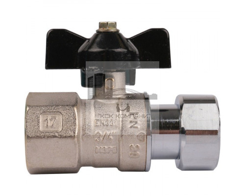 Кран шаровой с накидной гайкой ВР 3/4x3/4 с накидной гайкой, ручка бабочка