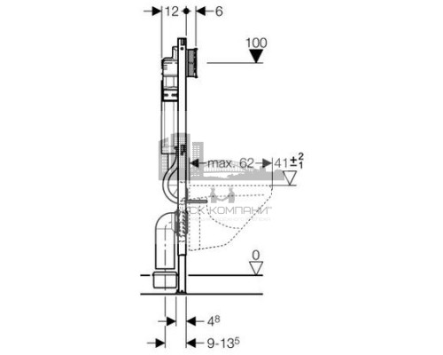 Инсталляция для подвесного унитаза  Duofix 111.300.00.5, со смывным бачком скрытого монтажа Sigma