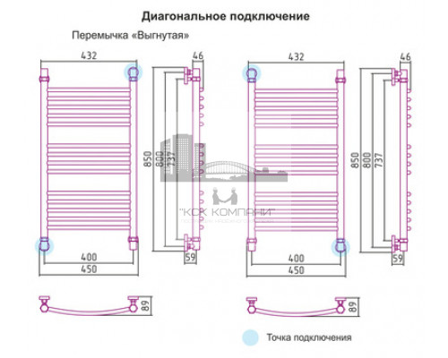 Водяной полотенцесушитель Сунержа Богема+ 800x400 00-0221-8040 (Sunerzha)