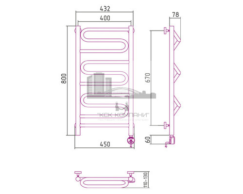 Электрический полотенцесушитель Сунержа Элегия 2.0 800x400 R 00-5219-8040 (Sunerzha)