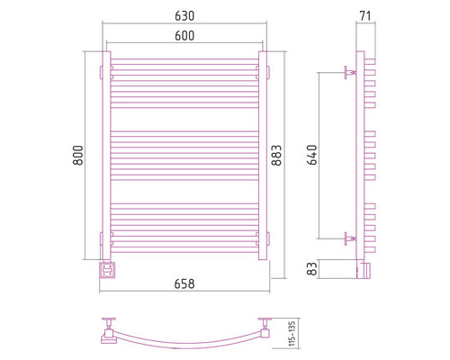 Электрический полотенцесушитель Сунержа Аркус 800x600 L 00-0532-8060 (Sunerzha) Электрический полотенцесушитель Сунержа Аркус 800x600 L 00-0532-8060 (Sunerzha)
