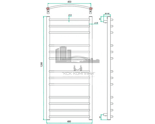 Электрический полотенцесушитель Eco Calma 480x1200 с теном
