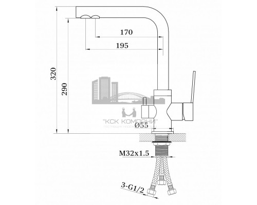 Смеситель для кухни (мойки) REIN GZ16025-F