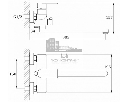 Смеситель для ванны (душевой набор) GZ21041 SUSANNE, c длинным гусаком