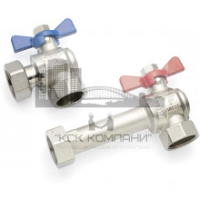 Комплект 2-х угловых никелированных шаровых кранов  1 для коллекторов HKV/HLV 13152241001 