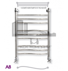 Полотенцесушитель водяной ЭРАТО А8 ВП 500x400, с верхней полкой (Erato)