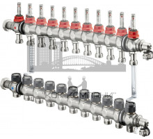 Распределительная гребенка "Multidis SF" со встроенными ротаметрами на 11 контуров 1404361, нержавеющая сталь 
