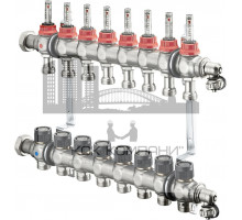 Распределительная гребенка "Multidis SF" со встроенными ротаметрами на 8 контуров 1404358, нержавеющая сталь 