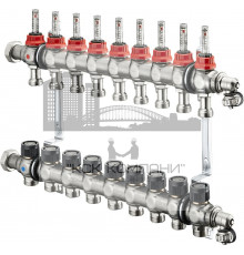 Распределительная гребенка "Multidis SF" со встроенными ротаметрами на 9 контуров 1404359, нержавеющая сталь 