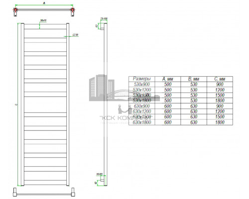 Водяной полотенцесушитель Brezza 530x1200