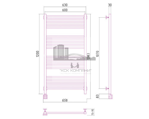 Электрический полотенцесушитель Сунержа Модус 1200x600 L 00-0520-1260 (Sunerzha)