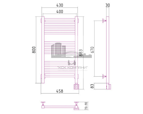 Электрический полотенцесушитель Сунержа Модус 800x400 R 00-0521-8040 (Sunerzha)