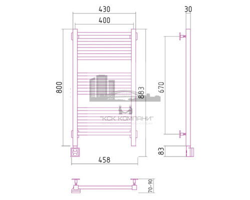 Электрический полотенцесушитель Сунержа Модус 800x400 L 00-0520-8040 (Sunerzha)