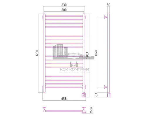 Электрический полотенцесушитель Сунержа Модус 1200x600 R 00-0521-1260 (Sunerzha)