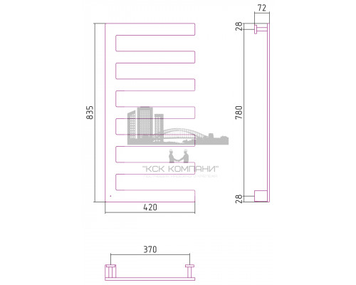 Электрический полотенцесушитель Сунержа Космополит 19 835х420 мм 70-0879-8342 (Sunerzha)