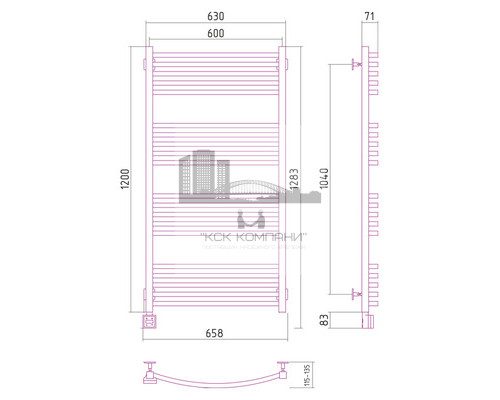 Электрический полотенцесушитель Сунержа Аркус 1200x600 L 00-0532-1260 (Sunerzha)