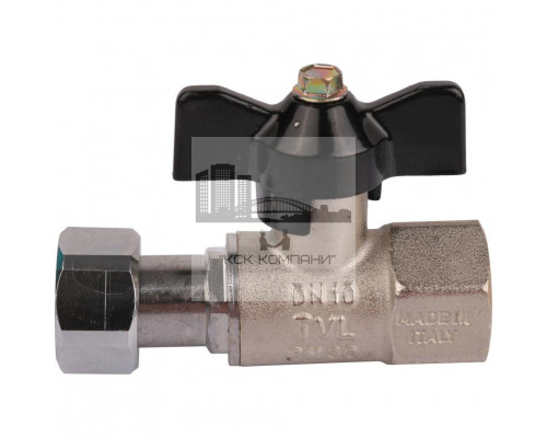 Кран шаровой с накидной гайкой ВР 1/2x1/2 с накидной гайкой, ручка бабочка