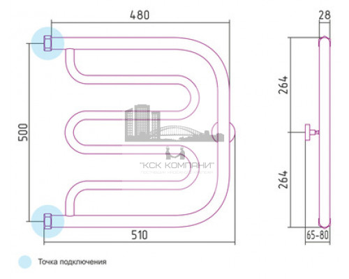 Водяной полотенцесушитель Сунержа Лира 500x500 00-0011-5050 (Sunerzha)