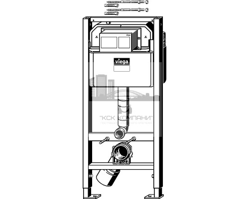 Инсталляция Prevista Dry 792596, для подвесного унитаза, с клавишей смыва Visign for Style 21 хром (Виега)