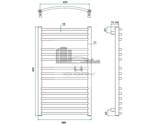 Электрический полотенцесушитель Calma 480х900