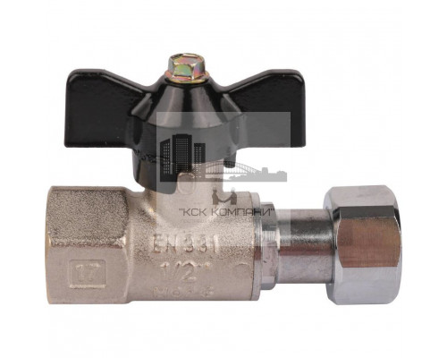 Кран шаровой с накидной гайкой ВР 1/2x1/2 с накидной гайкой, ручка бабочка