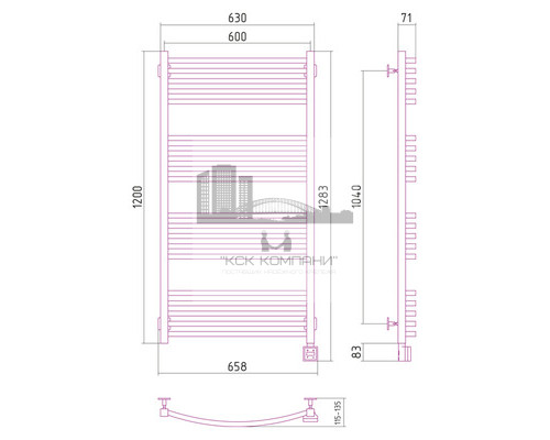 Электрический полотенцесушитель Сунержа Аркус 1200x600 R 00-0533-1260 (Sunerzha)
