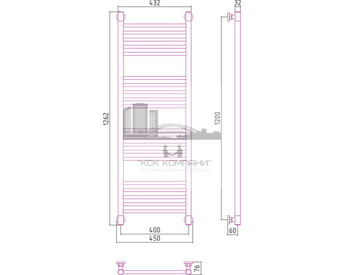Водяной полотенцесушитель Сунержа Богема+ 1200x400 прямая 00-0220-1240 (Sunerzha)