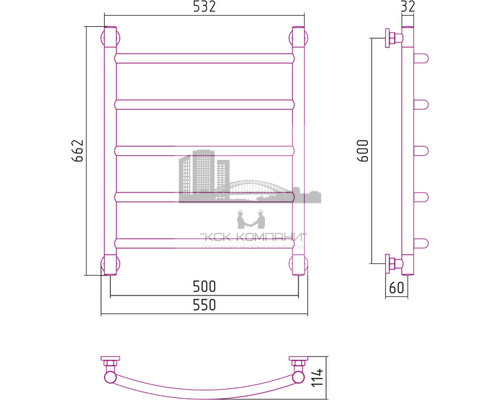 Водяной полотенцесушитель Сунержа Галант+ 600x500 00-0200-6050 (Sunerzha)