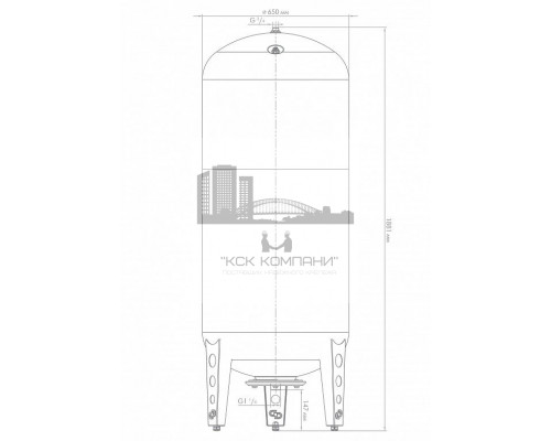 Расширительный бак, гидроаккумулятор ВПк 500, 7156, вертикальный, для водоснабжения
