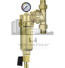 Фильтр тонкой очистки промывной 1/2" горячий, с поворотным фланцем и манометром 