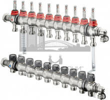 Распределительная гребенка "Multidis SF" со встроенными ротаметрами на 10 контуров 1404360, нержавеющая сталь 