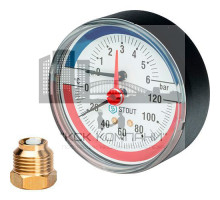 Термоманометр аксиальный 80 мм 6 бар 