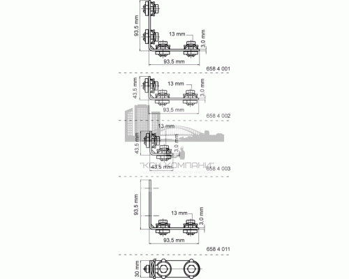 Уголок соединительный (4 монтажный гайки) для профиля WM0-35, BIS RapidRail, 6584001 (Валравен)