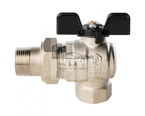 Кран шаровой полнопроходной угловой ВР/НР 3/4 американка, ручка бабочка