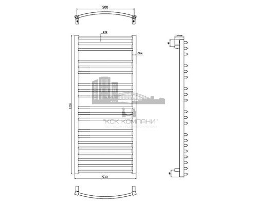 Электрический полотенцесушитель Calma 530x1200 с теном