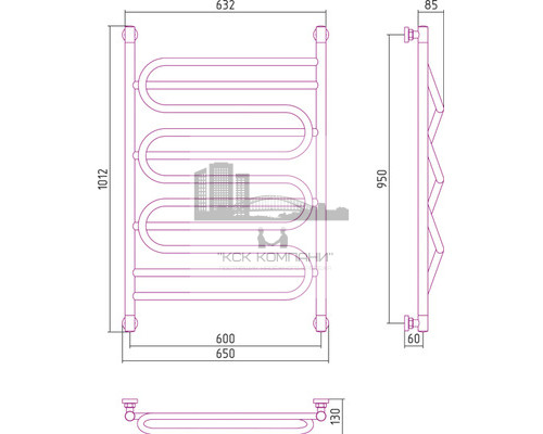 Водяной полотенцесушитель Сунержа Иллюзия+ 950x600 00-0210-9560 (Sunerzha)