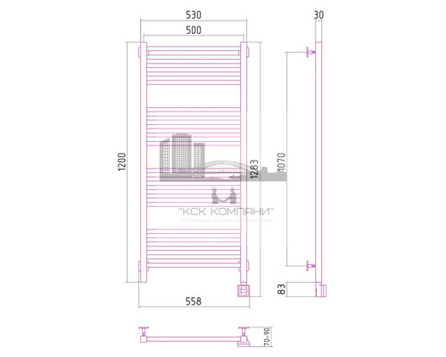 Электрический полотенцесушитель Сунержа Модус 1200x500 R 00-0521-1250 (Sunerzha)